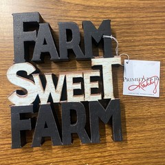 PBK FARM SWEET FARM Chunky Sitter 6″H x 7″L x 1″W Farmhouse Decor – NEW w tags
