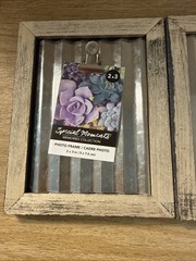 2 Farmhouse Style 6″ Picture Frames 2” X 3” Photo Wood Tin Metal Clip Rustic