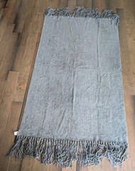 Textillery Weavers throw blanket textured chenille fringe Rose green gray 42×83