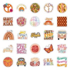 50 PCS Retro Hippie Life Stickers Groovy Peace Love Decals Laptop Hydro Set A