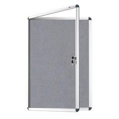 VIZ-PRO Tamperproof Lockable Gray Fabric Noticeboard Aluminium Framed 36×24 In
