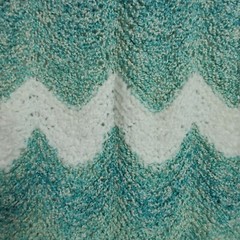 Afghan Throw Lap Oversized Scarf Blanket Knitted 24×88″ Teal Green White Chevron