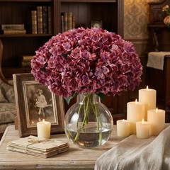 8 Pcs Rose Red Hydrangea Artificial Flowers 18 Inch Spring Faux Hydrangea Flo…