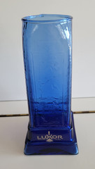 COBALT BLUE LUXOR HOTEL AND CASINO SQUARE VASE THICK BOTTOM 9 INCHES DIAMETER 3
