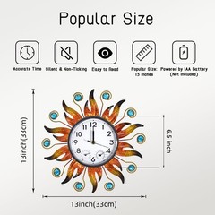 Sun Outdoor Clock with Thermometer and Hygrometer Combo, Silent No-Ticking Ou…