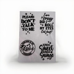 Sarcastic UV DTF Transfer Stickers Black Writing #5 New, Humor Waterproof Decal