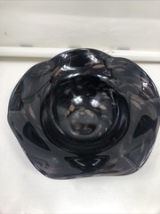 Black Glass With Gold Swirled Decorative Bowl 9 1/2 X 4 1/2-R