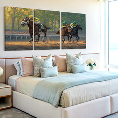 3 Pieces Dynamic Horse Racing Large Wall Art Set for Living Room Set Of 3