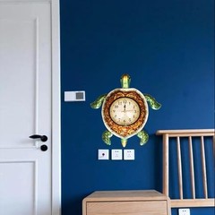 Turtles Wall Clock Turtle Decor for Kitchen Teal green sea turtles deco Green