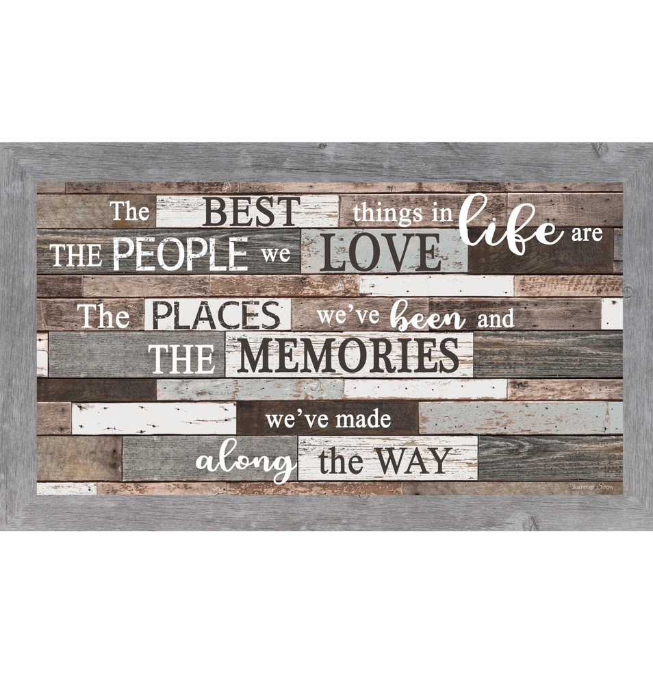 The Best Things in Life Wall Art – Long Horizontal Framed Rustic Quote Sign