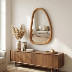 36″ Asymmetrical Wall Mirror, Decorative Accent Mirror for Entryway, Living Room