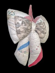 Hanging Stuffed Bow Repurposed Quilt Farmhouse Country Primitive H11”x L8”x 3”