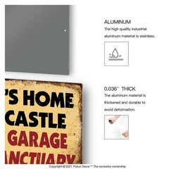 12 x 8 inches, A Man’S Home Is His Castle But Garage Sanctuary