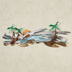 Seaside Tropics Stainless Steel Wall Sculpture Multi Metallic 17 by 52 Inches