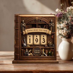 Personalized Reading Counter: Books Read This Year Decor, Bookish Gift