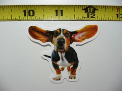 BASSET HOUND FLYING FUNNY DOG SMALL STICKER DECAL PET PLAY FURBALL