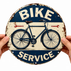 Vintage Bicycle Service Metal Tin Sign Retro Bike Garage Wall Decor Bar 20cm