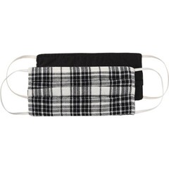 NEW! ~ Reversible Cotton Face Mask ~ Two Ply Pleated ~ Black Plaid Theme