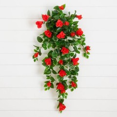41″ UV Resistant Artificial Hibiscus Hanging Plant (Indoor/Outdoor) – Set of 2
