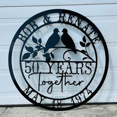 Personalized Anniversary Metal Sign, Custom Couple Name Wall Decor Gift