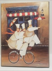 Vintage Fat Chef Kitchen Wall Decor Wood Plaque Hanging 8″ X 6″