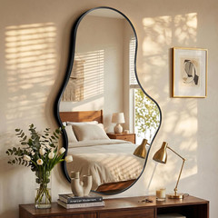 Irregular Wall Mirror, 22″x36″ Black Abstract Asymmetrical Mirrors for Wall, Dec
