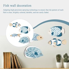 Fish Wall Decor Set 4Pcs Wooden Coastal Decor Wood Hanging Nautical Decor