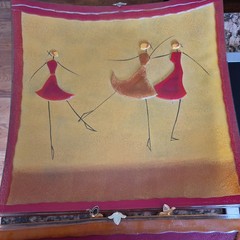 2 Square Fused Glass Concave Centerpiece Wall Art Young Love Strolling 14″x 14″