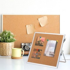 2 PCS 9.8×9.8 In Cork Bulletin Board Stand Double Sided Aluminum Pin Board