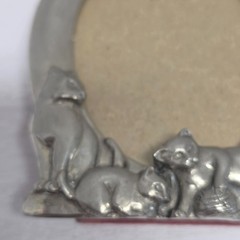 Seagull Pewter Cat Photo Frame Canada 1992 BOXED Oval 3×4″
