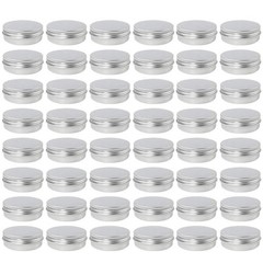 Moretoes 48 Pack 2 Oz Metal Round Tins Aluminum 48 Count (Pack of 1), Silver
