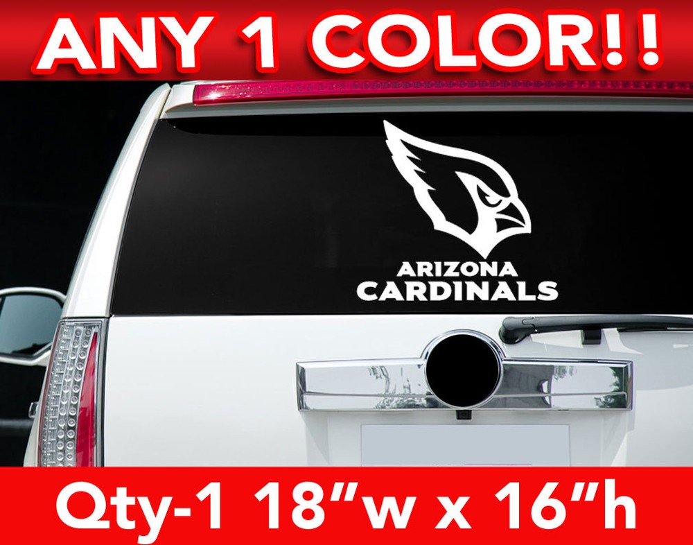 ARIZONA CARDINALS WORDS / HEAD ONLY LOGO DECAL STICKER 18″w x 16″h ANY 1 COLOR