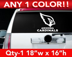 ARIZONA CARDINALS WORDS / HEAD ONLY LOGO DECAL STICKER 18″w x 16″h ANY 1 COLOR