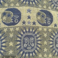 Rare Vintage Celestial Woven Tapestry Throw Blanket Fringe 62x42in Sun Moon Star