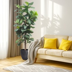 Fiddle Leaf Fig Tree Artificial Tall Faux Fiddle Leaf Fig Tree with Plant Pot