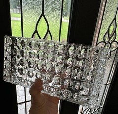 STUNNING Bubble Design Modern Clear Glass Rectangle Storage Vase planter Decor