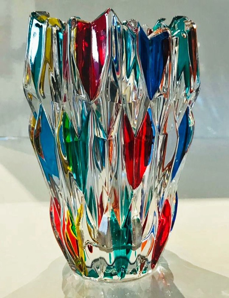 CINQUE TERRE HAND PAINTED ITALIAN CRYSTAL VASE