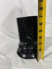 Pair Of Black Italian Marble Column Bookends 7″ H X 5.5″ W SOME MINOR CHIPs