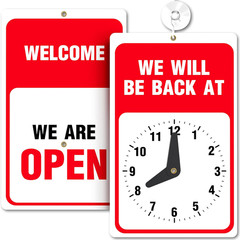 Will Return Sign with Clock – 1 Pack – 9.25 X 5.75 Inch – Bright Red and White C