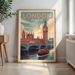 United Kingdom London Vintage Travel Poster Print, Museum Quality Giclée Art