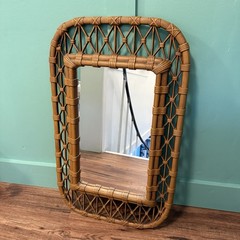 Vintage Tiki Style Wall Mirror Midcentury Modern 1981 Molded Plastic Burwood Co