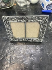 Vintage metal roses picture frame 5”x4” inches holds 2 small pictures