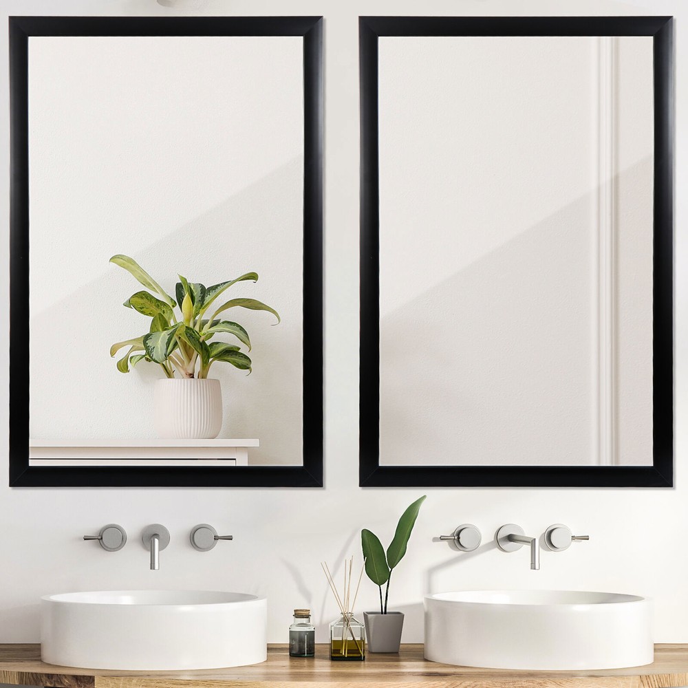 2PCS 24″x36″ Rectangular Wall Mirror Vanity Mirror for Bathroom w/Peaked Corner