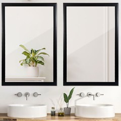 2PCS 24″x36″ Rectangular Wall Mirror Vanity Mirror for Bathroom w/Peaked Corner