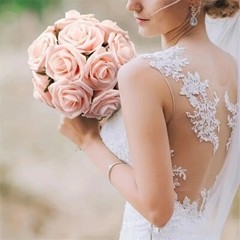25pcs Artificial Roses with Stems – DIY Wedding Bouquets Party Decor OPP Bag