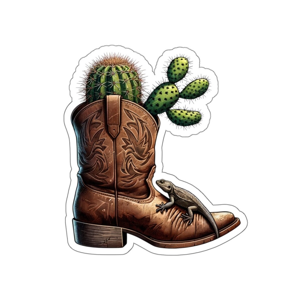 Sticker Cowboy Boot Cactus Western Lizard Southwest Country 2×2″ 3×3″ 4×4″ 6×6″