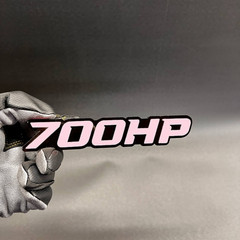1X 700 HP WHITE – BLACK Custom 3D Car Emblem Multicolor Acrylic Car Badge Decal