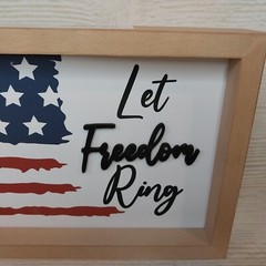 New! «Let Freedom Ring» Box Frame «Summer» USA American Flag Decor Reversible .