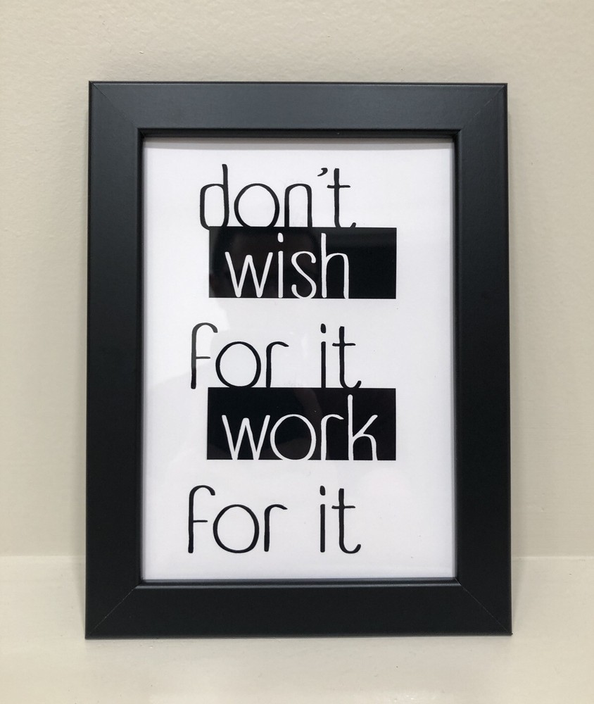 Modern Wall Art ALREADY IN FRAME Home Decor inspirational quotes Hard Work 1p !!