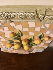 VTG Mosaic Furniture 15” Yellow Lemon Tree Italian Style Hanging Wall Art Plaque
